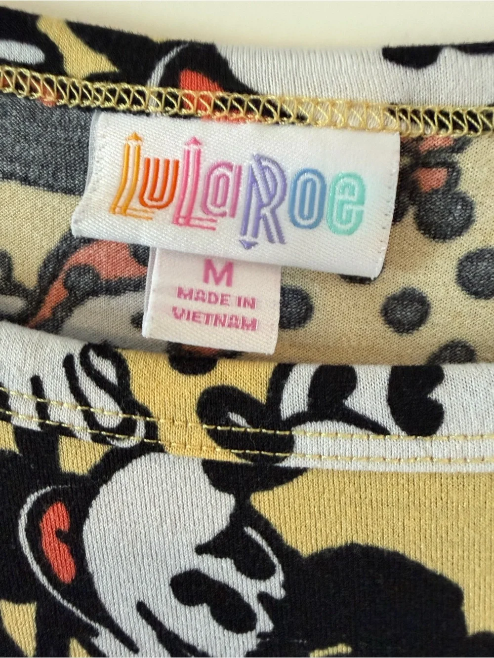 LuLaRoe Yellow Minnie Mouse Print Casual Dress